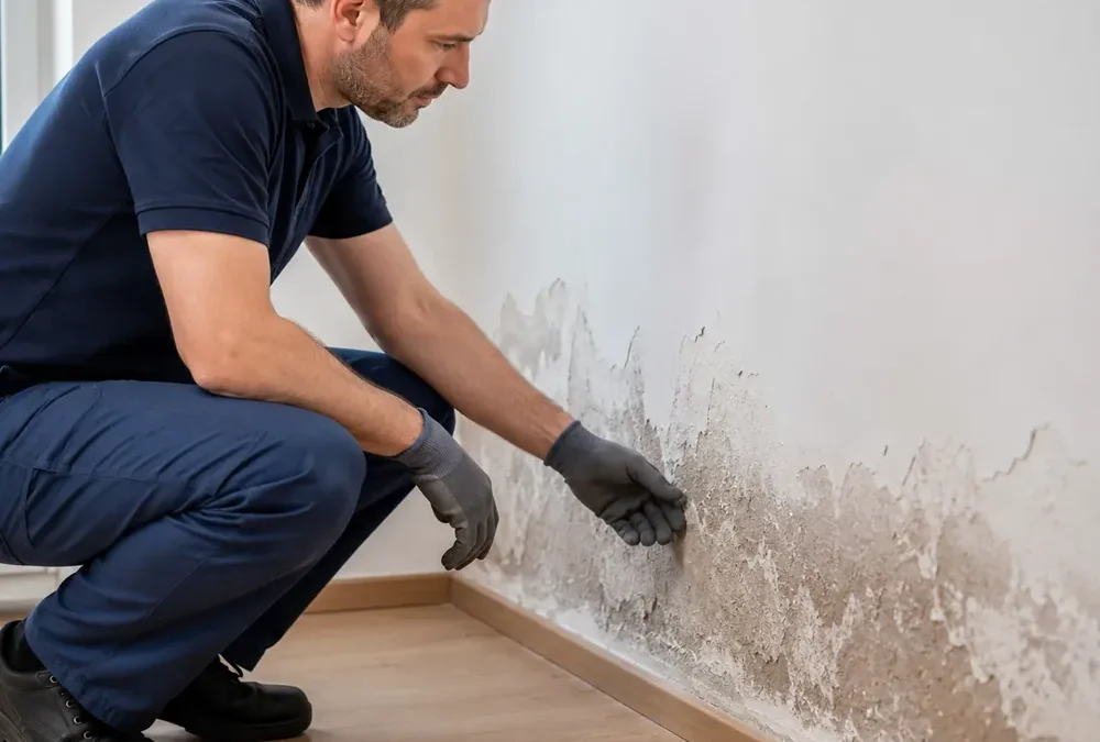 Preparation of a finish at the base of a wall